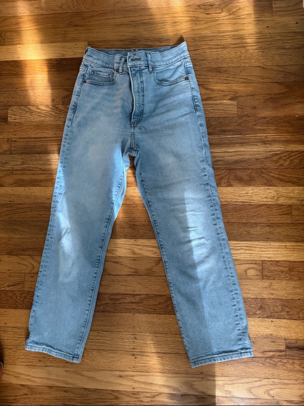Express Light Wash Super High-Rise Straight Jeans